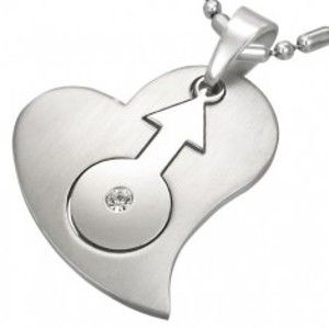 Šperky eshop - Oceľový prívesok so srdcom a znakom pohlavia G19.24