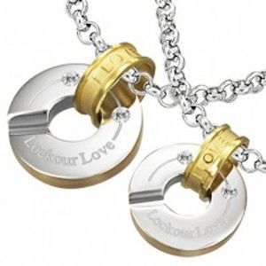 Šperky eshop - Oceľový prívesok uzamknuté kruhy lásky AA5.23