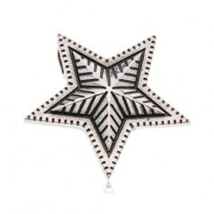Šperky eshop - Oceľový prívesok v striebornom odtieni, veľká patinovaná hviezda Z47.12