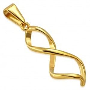 Šperky eshop - Oceľový prívesok v zlatom farebnom odtieni - priestorový symbol nekonečna SP84.11