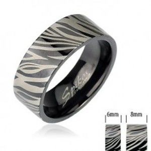 Šperky eshop - Oceľový prsteň - čierna zebra J1.4/J2.4 - Veľkosť: 49 mm