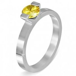 Šperky eshop - Oceľový prsteň - farebný mesačný kameň "November", dva úchyty E4.1 - Veľkosť: 62 mm