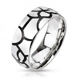Šperky eshop - Oceľový prsteň - imitácia čiernych prasklín C27.14 - Veľkosť: 65 mm