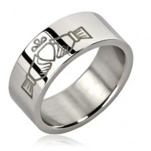 Šperky eshop - Oceľový prsteň - jedno srdce v rukách J7.8 - Veľkosť: 65 mm