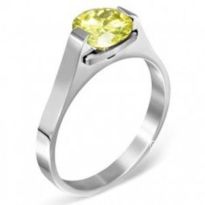 Šperky eshop - Oceľový prsteň - mesačný kameň "November", postranné úchyty E3.8 - Veľkosť: 50 mm