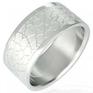 Šperky eshop - Oceľový prsteň - nepravidelný dlaždicový vzor D11.17 - Veľkosť: 69 mm