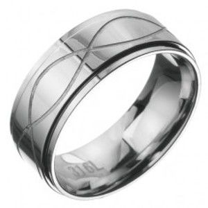 Šperky eshop - Oceľový prsteň - obrúčka s dvoma vlnkami C27.3 - Veľkosť: 69 mm