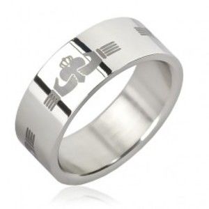 Šperky eshop - Oceľový prsteň - opakujúce sa srdce v rukách J7.4 - Veľkosť: 51 mm