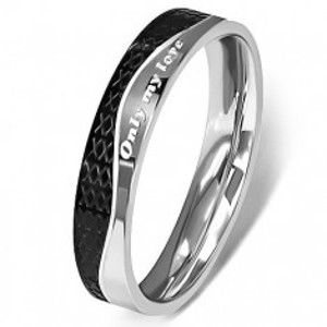 Oceľový prsteň - strieborná a čierna farba, vlnovka - Veľkosť: 52 mm