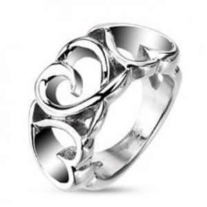 Šperky eshop - Oceľový prsteň - tri cifrované srdiečka K14.6 - Veľkosť: 48 mm