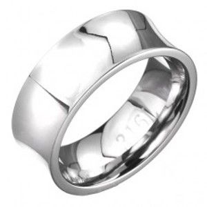 Šperky eshop - Oceľový prsteň - zrkadlovo lesklý s priehlbinou, striebornej farby C25.8 - Veľkosť: 62 mm