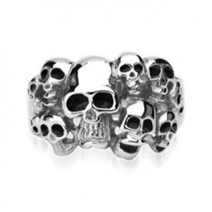 Šperky eshop - Oceľový prsteň 10 lebiek D8.10 - Veľkosť: 63 mm