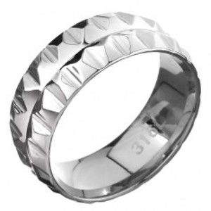 Šperky eshop - Oceľový prsteň 316L - dva rady pyramídiek C26.10 - Veľkosť: 67 mm