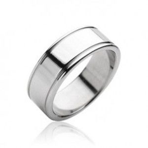 Šperky eshop - Oceľový prsteň hladký matný, lesklé okraje J2.7 - Veľkosť: 69 mm