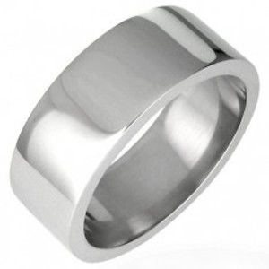Šperky eshop - Oceľový prsteň lesklý, rovný s hranou 8 mm D7.6 - Veľkosť: 57 mm