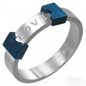Šperky eshop - Oceľový prsteň LOVE - rozpoltené srdce K12.18 - Veľkosť: 56 mm