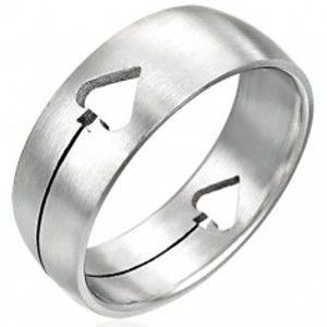 Šperky eshop - Oceľový prsteň Pikový list J6.2 - Veľkosť: 58 mm
