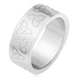 Šperky eshop - Oceľový prsteň s gravírovanými keltskými symbolmi, Triquera BB2.9 - Veľkosť: 56 mm