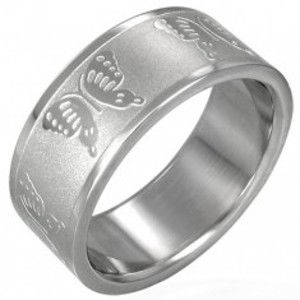 Šperky eshop - Oceľový prsteň s motýlikmi D5.15 - Veľkosť: 67 mm