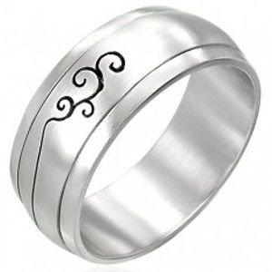 Šperky eshop - Oceľový prsteň s ornamentom - otáčavý stred D13.12 - Veľkosť: 66 mm