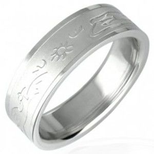 Šperky eshop - Oceľový prsteň so vzorom zapadajúceho slnka D17.16 - Veľkosť: 60 mm