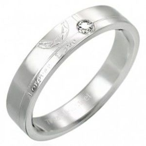 Šperky eshop - Oceľový prsteň so zirkónom - Forever Love D15.9 - Veľkosť: 55 mm
