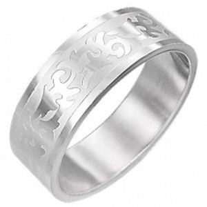 Šperky eshop - Oceľový prsteň TRIBAL SYMBOL  D5.17 - Veľkosť: 64 mm