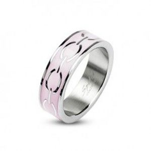 Šperky eshop - Oceľový prstienok - ružový stred, krúžky F4.3 - Veľkosť: 54 mm