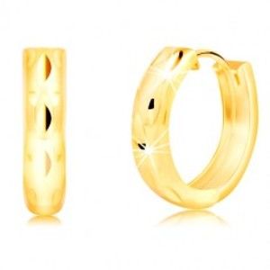 Šperky eshop - Okrúhle náušnice zo 14K žltého zlata so zvislými zrnkovými jamkami GG218.13