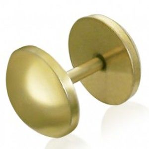 Šperky eshop - Okrúhly fake plug z ocele - zlatá farba, anodizovaný povrch AC9.30
