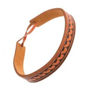 Šperky eshop - Oranžovohnedý kožený náramok, úzky pásik s poloblúkovým vzorom SP50.15