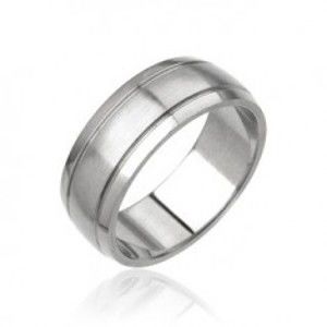 Šperky eshop - Pánsky prsteň z ocele - matný stredový pás H16.7/8/9 - Veľkosť: 70 mm