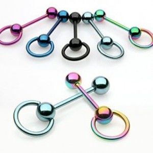 Šperky eshop - Piercing - anodizovaný barbel a krúžok I12.2/6 - Farba piercing: Svetlo Modrá