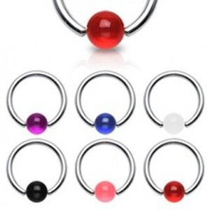 Šperky eshop - Piercing - krúžok, farebná UV gulička N29.19 - Rozmer: 1,2 mm x 10 mm x 4x4 mm, Farba piercing: Modrá