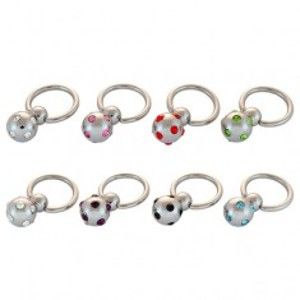 Šperky eshop - Piercing - krúžok, gulička a vsadené zirkóniky I19.01/03 - Farba zirkónu: Zelená - G