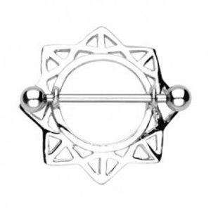 Šperky eshop - Piercing do bradavky slnko s trojuholníkovými výrezmi - 2 kusy C18.8