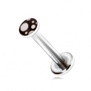 Šperky eshop - Piercing do brady z ocele, biele guličky na čiernom povrchu PC10.16