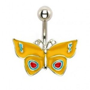 Šperky eshop - Piercing do brucha - žltý motýľ I9.29