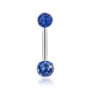 Šperky eshop - Piercing do brucha z ocele 316L, modré ligotavé guličky, hladká glazúra SP30.08