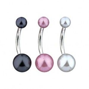 Šperky eshop - Piercing do bruška - farebná perlová gulička SP07.13/15 - Farba piercing: Biela