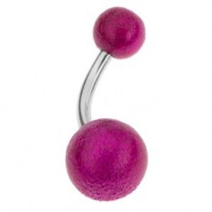 Šperky eshop - Piercing do bruška, guličky fuksiovej farby, perleťový lesk, akryl PC20.30