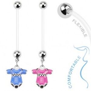 Šperky eshop - Piercing do bruška z bioflexu pre tehotné ženy, farebné detské body S49.12 - Farba piercing: Modrá