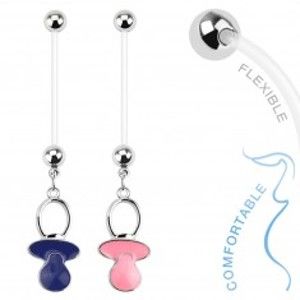 Piercing do bruška z bioflexu pre tehotné ženy, farebný cumlík - Farba piercing: Ružová