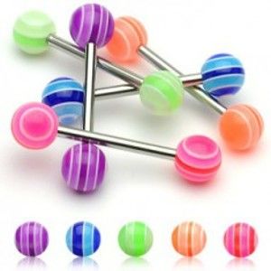 Šperky eshop - Piercing do jazyka -  UV Multicolor Ball  N19.19 - Farba piercing: Fialová