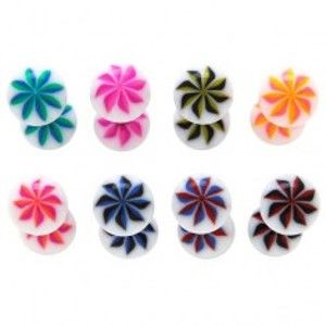 Šperky eshop - Piercing do jazyka - UV guličky, NINJA STAR I8.22/29 - Farba piercing: Ružová - Fialová