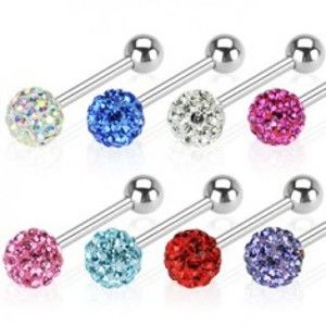 Šperky eshop - Piercing do jazyka - zirkónová guľa N28.21 - Farba piercing: Ružová