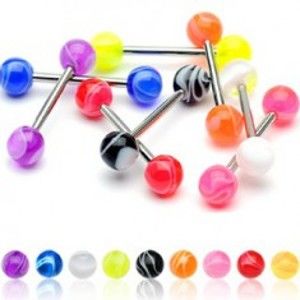 Šperky eshop - Piercing do jazyka farebná gulička N33.21 - Farba piercing: Biela