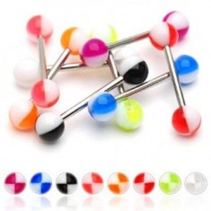 Šperky eshop - Piercing do jazyka farebné štvrťky I15.25/29 - Farba piercing: Fialová