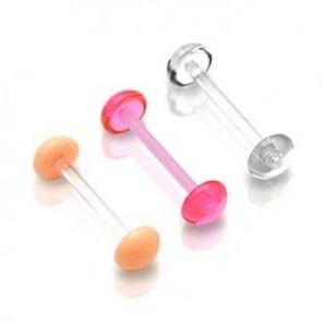 Šperky eshop - Piercing do jazyka farebný UV hríbik N21.29 - Farba piercing: Ružová