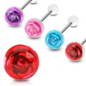 Šperky eshop - Piercing do jazyka ruža N26.25 - Farba piercing: Fialová